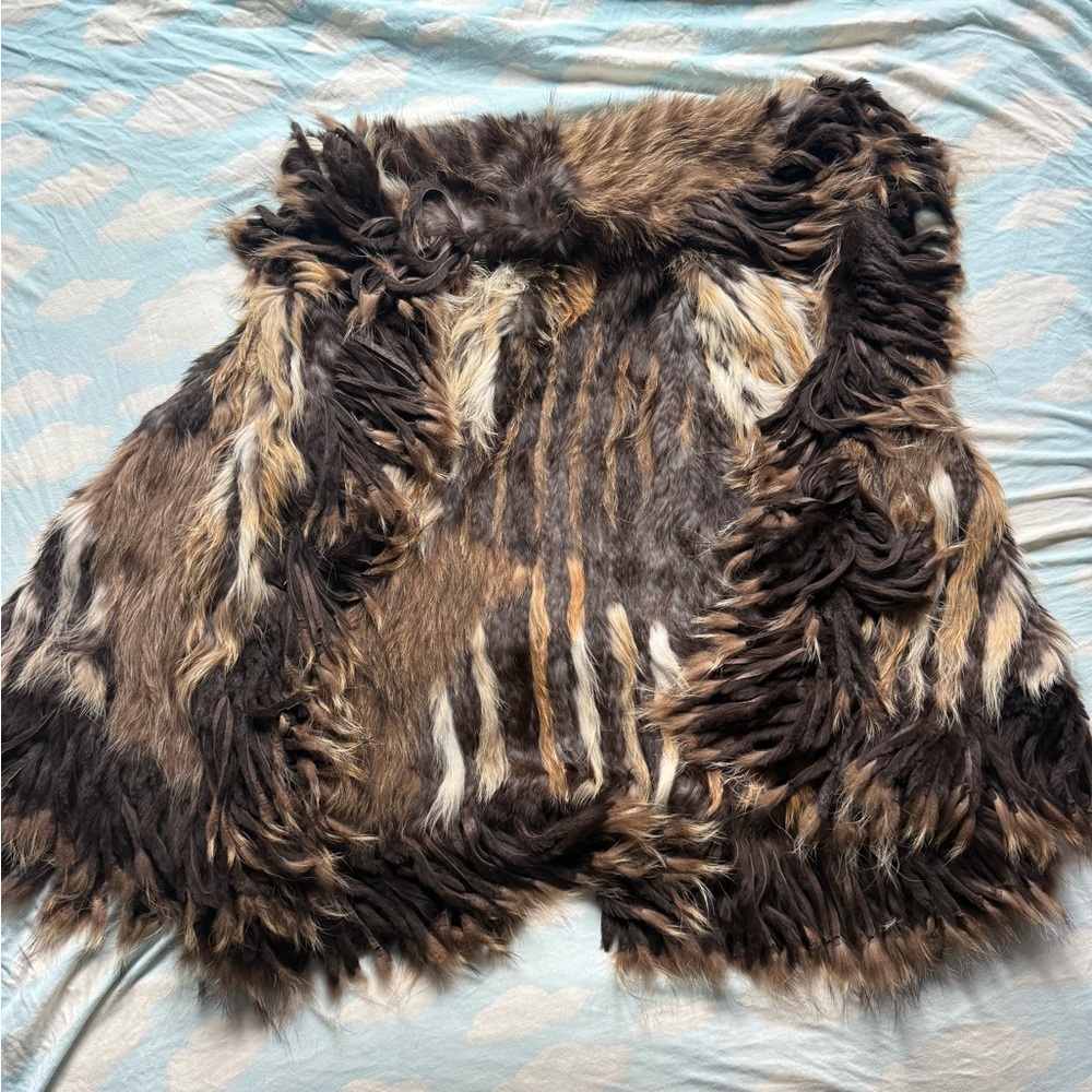 Shaggy Faux Fur Vest in Brown and Black
